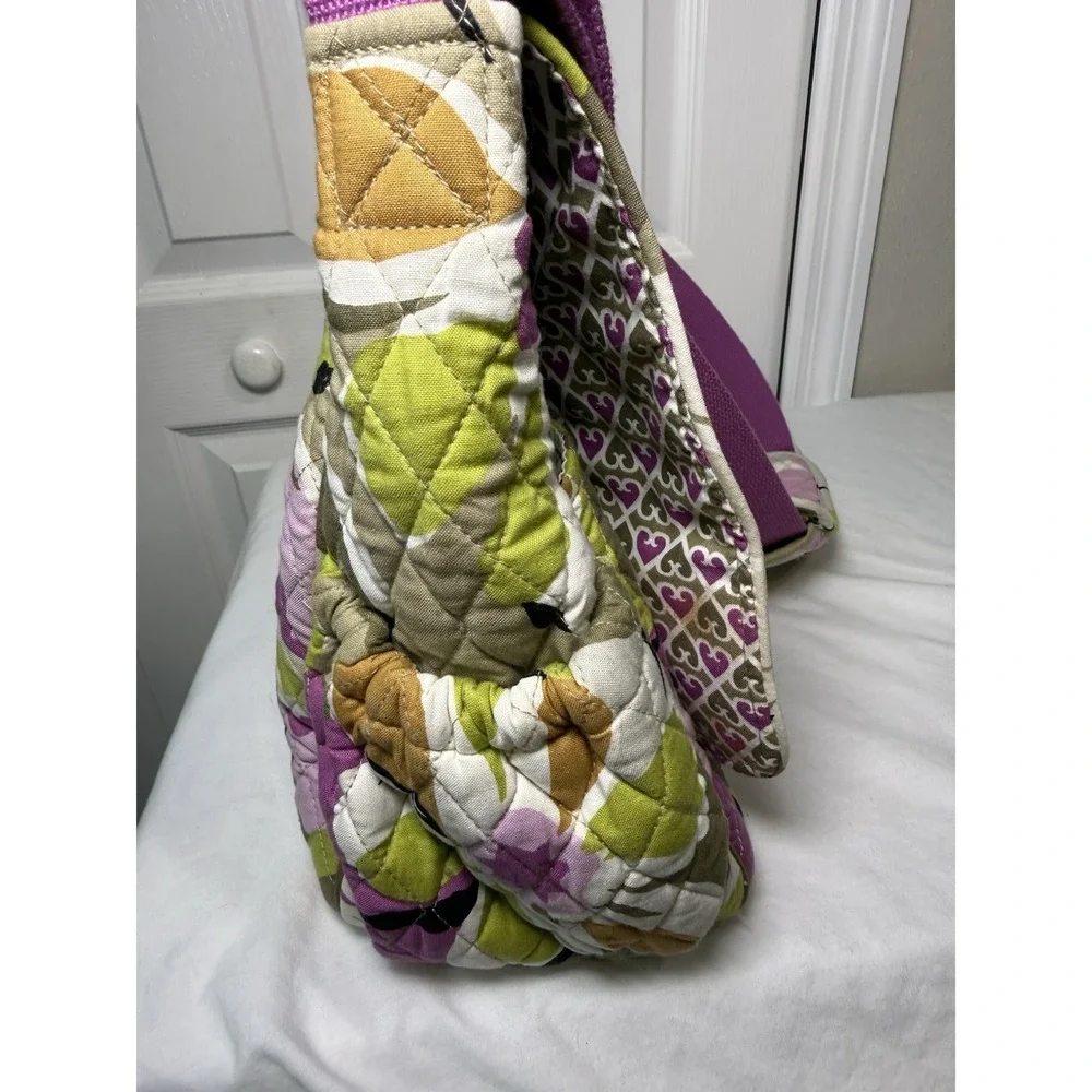 Vera Bradley Plum Petals Floral Quilted Cotton Diaper Bag Messenger Crossbody